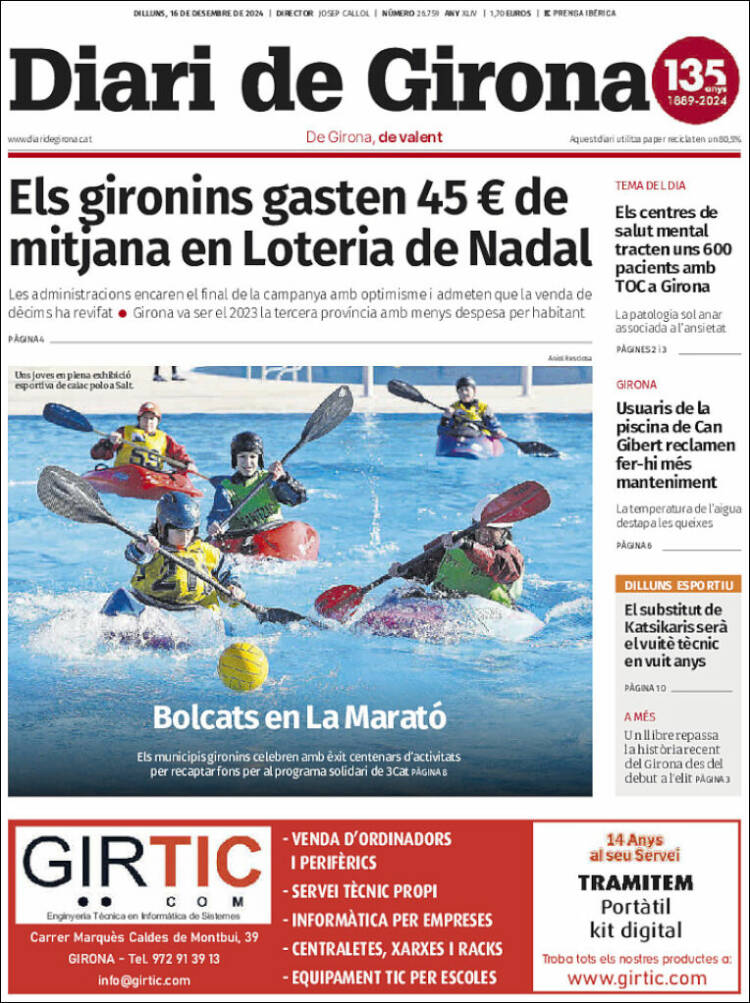 Portada de Diari de Girona (España)