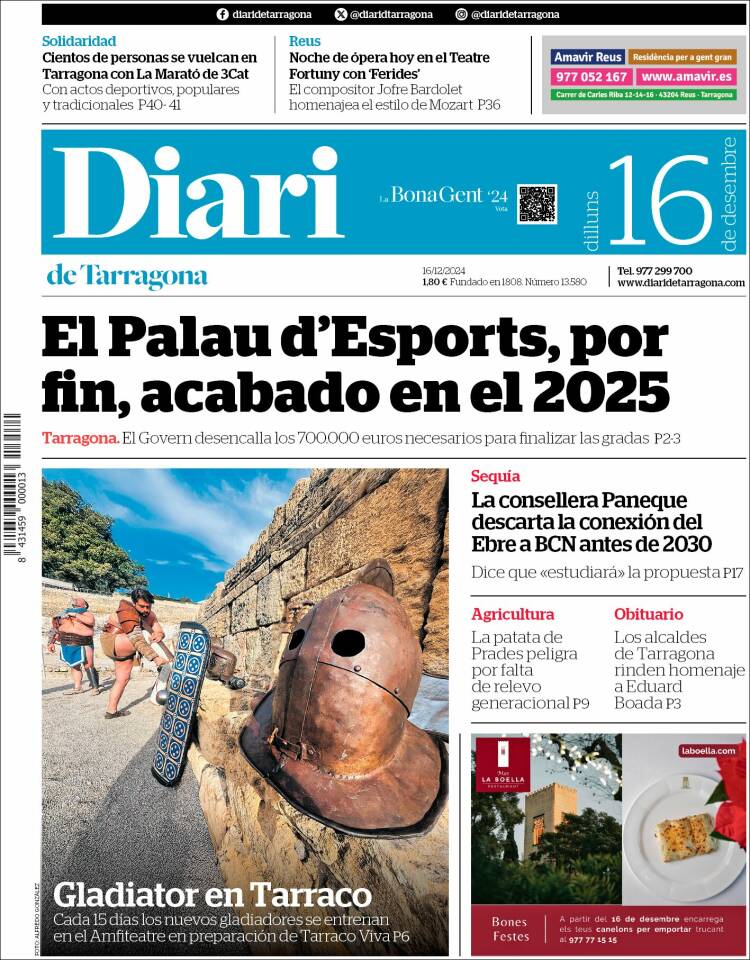 Portada de Diari de Tarragona (España)