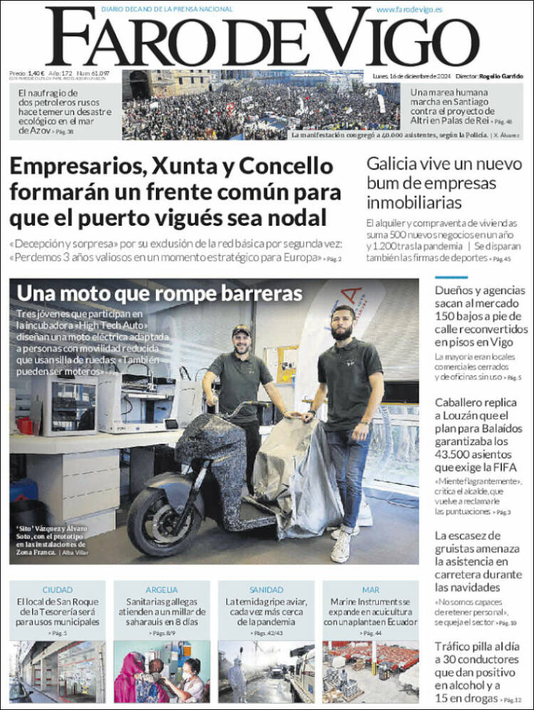 Portada de Faro de Vigo (España)