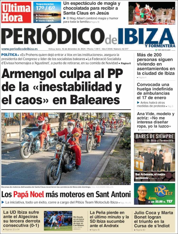 Portada de Periódico de Ibiza (España)