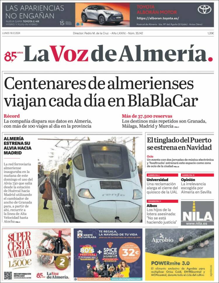 Portada de La Voz de Almería (España)