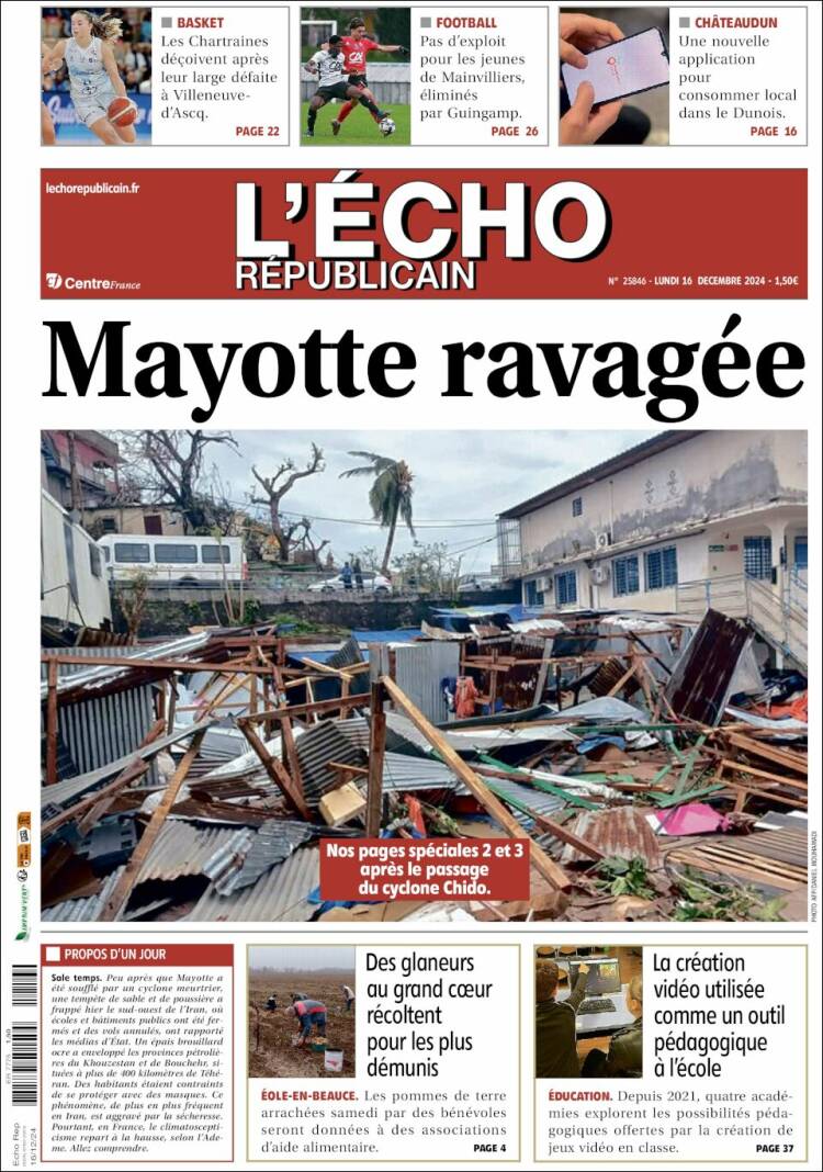 Portada de L'Echo Républicain (Francia)