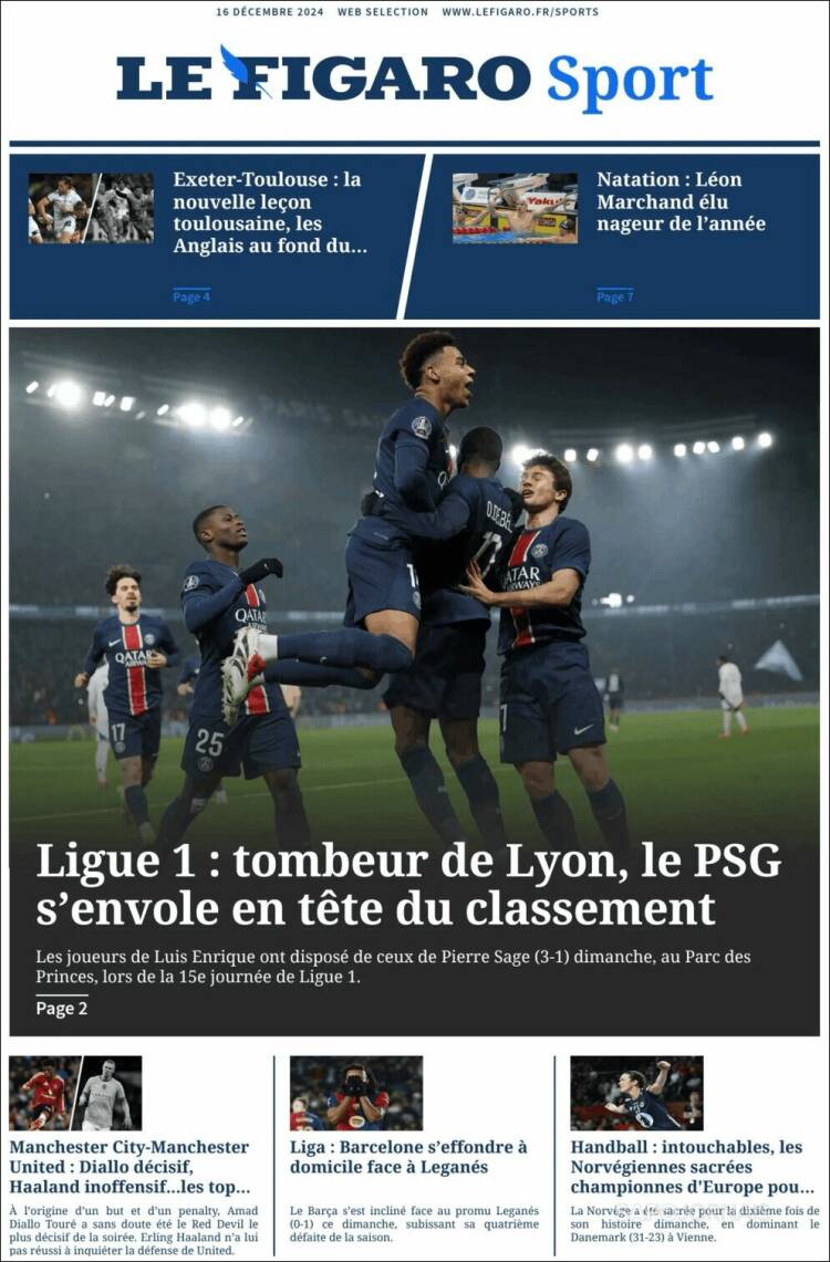 Portada de Le Figaro Sport (Francia)