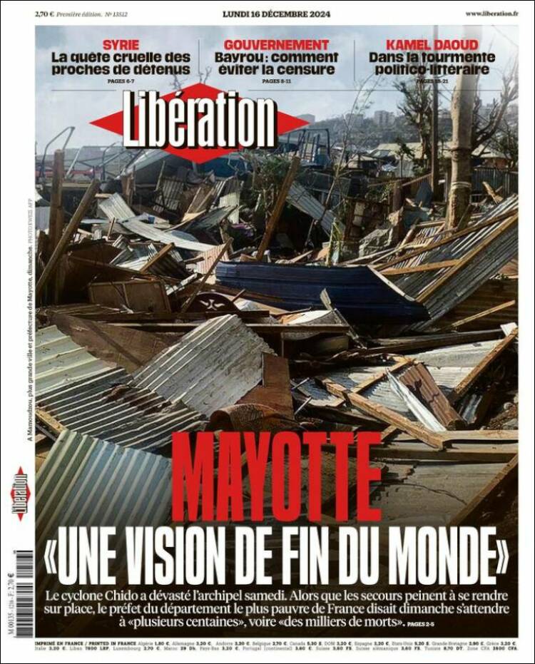 Portada de Libération (Francia)