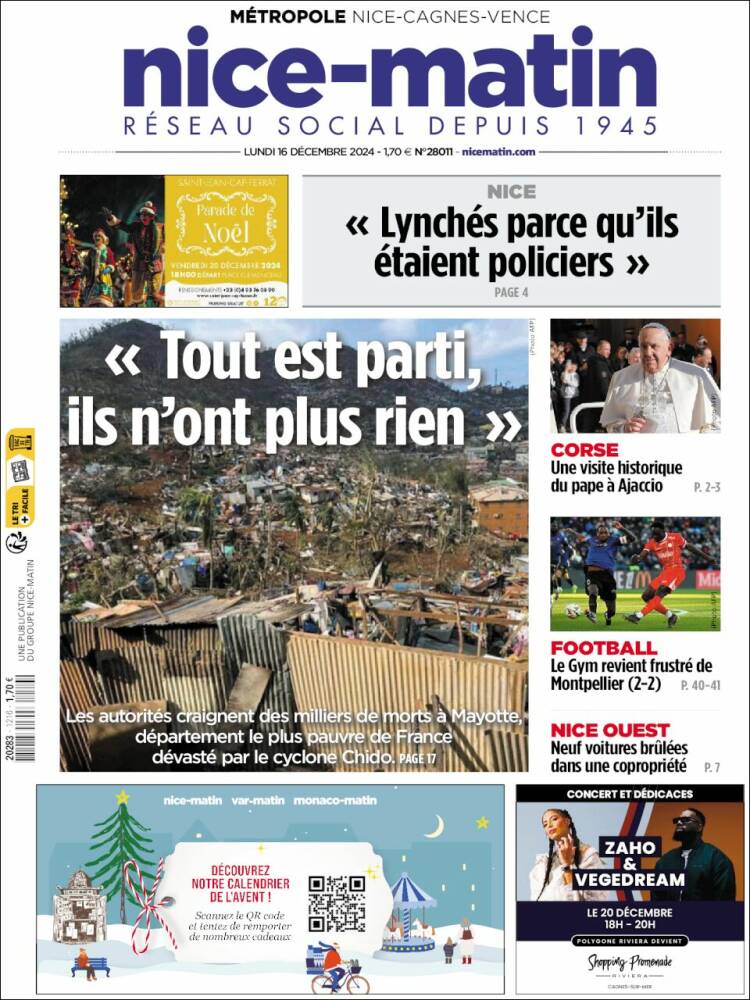 Portada de Nice-Matin (Francia)