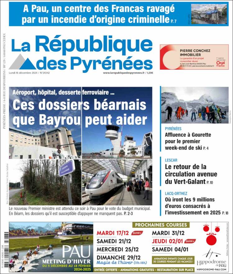 Portada de La République des Pyrénées (Francia)