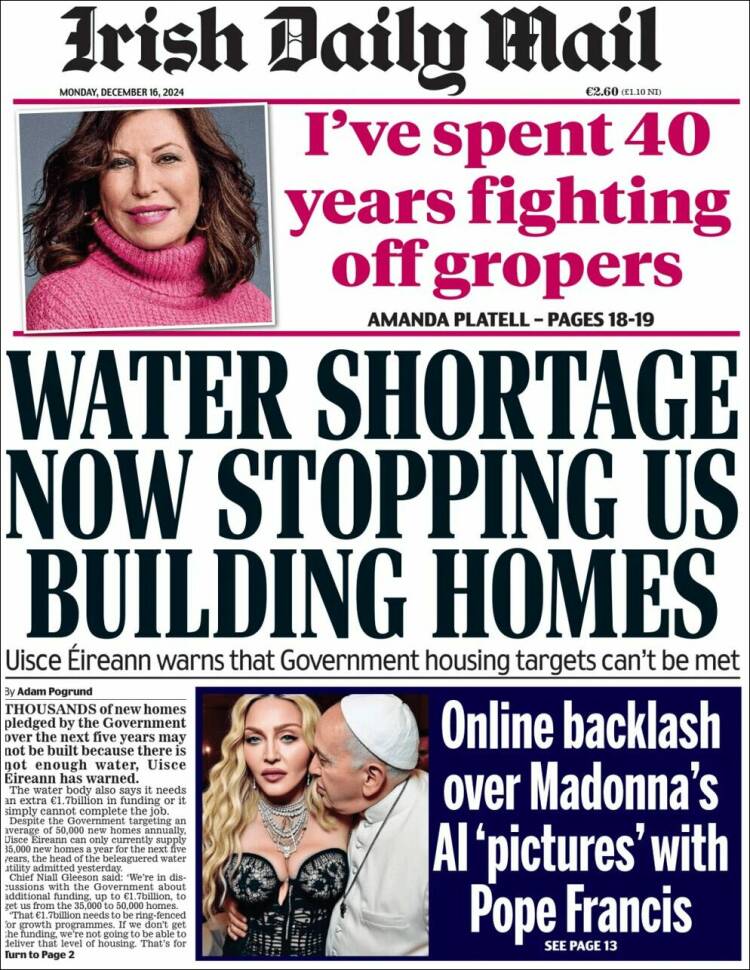 Portada de Irish Daily Mail (Irlanda)