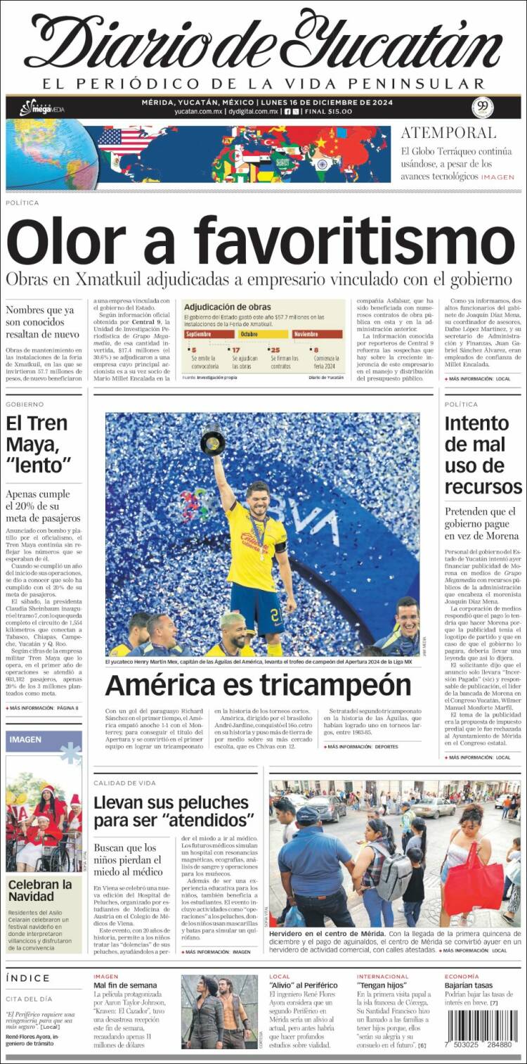 Portada de Diario de Yucatán (México)
