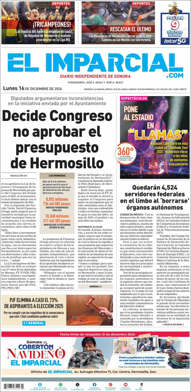 Portada de El Imparcial (México)