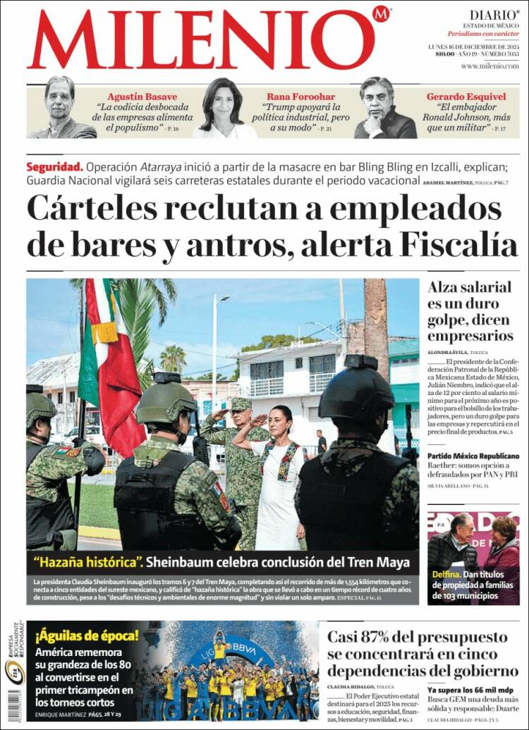 Portada de Milenio - Estado de México (México)