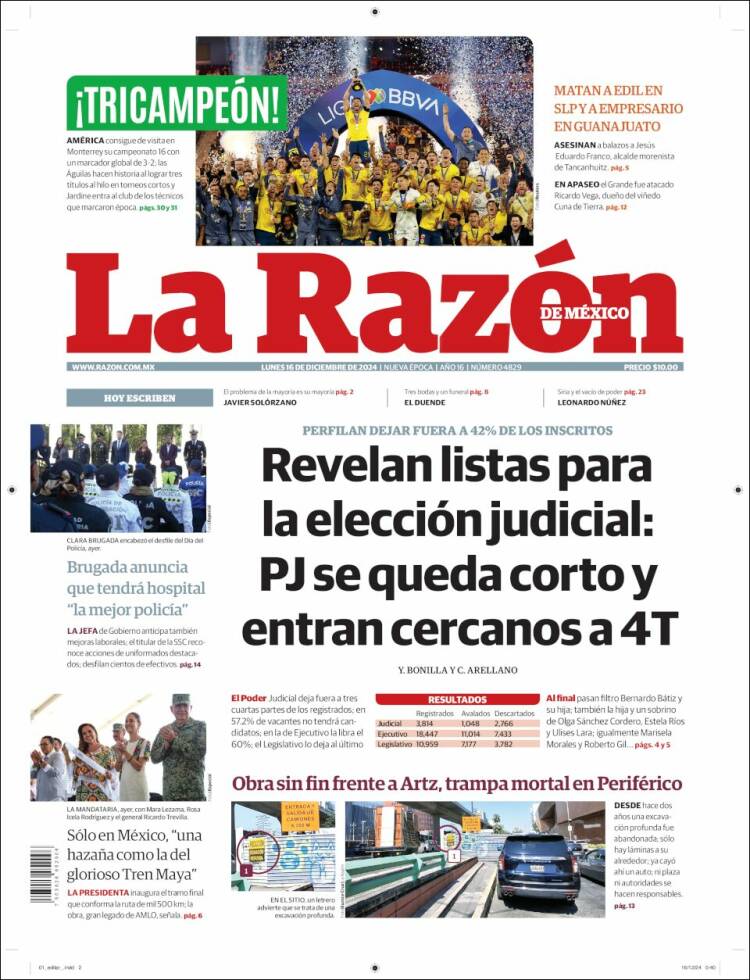 Portada de La Razón (México)