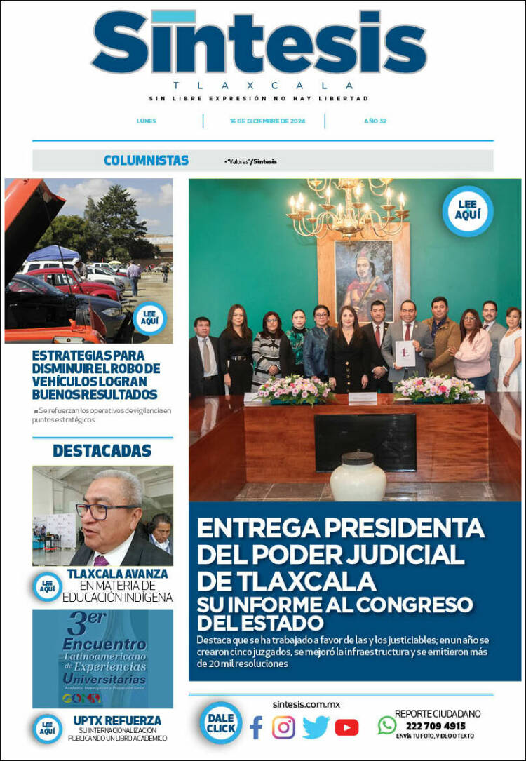 Portada de Síntesis de Tlaxcala (México)