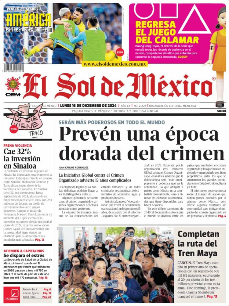 Portada de El Sol de México (México)