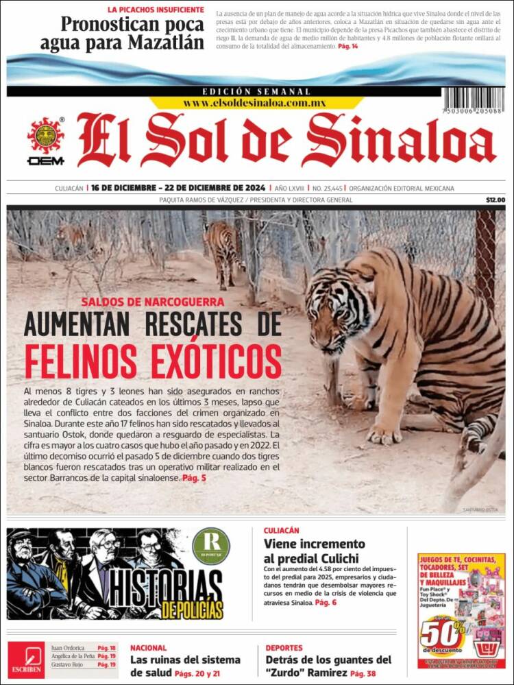 Portada de El Sol de Sinaloa (México)