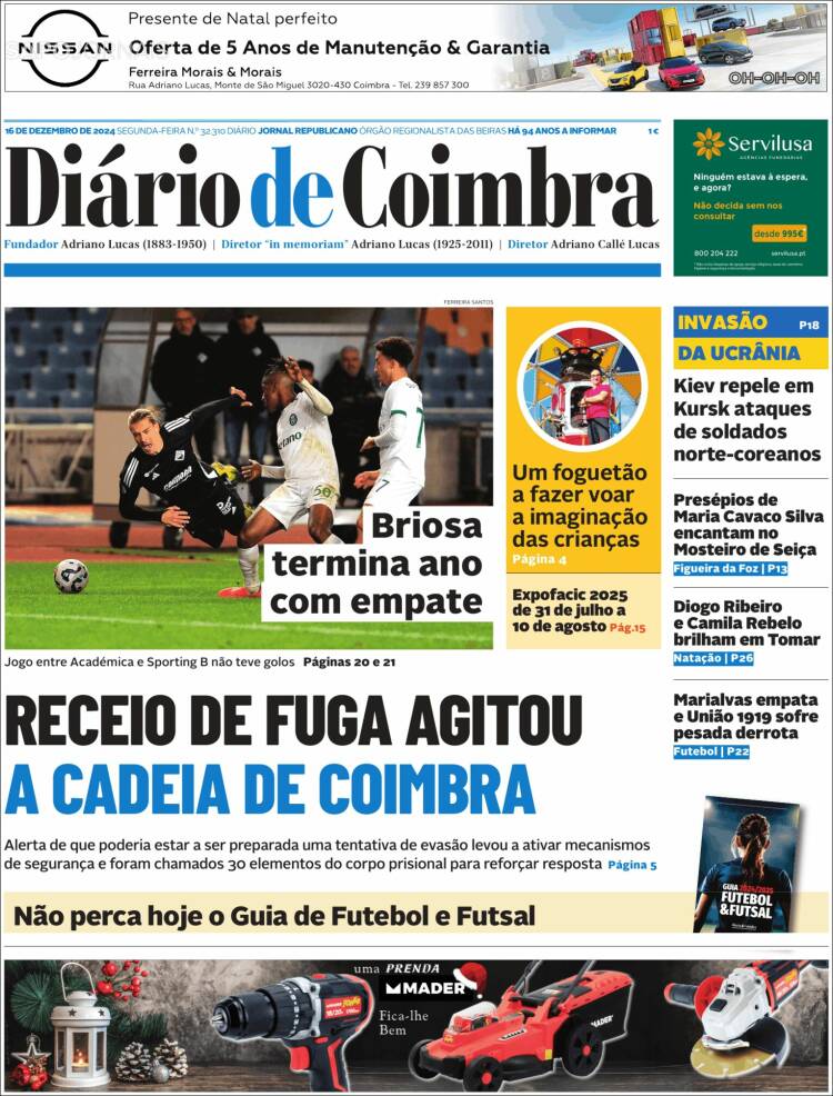 Portada de Diário de Coimbra (Portugal)