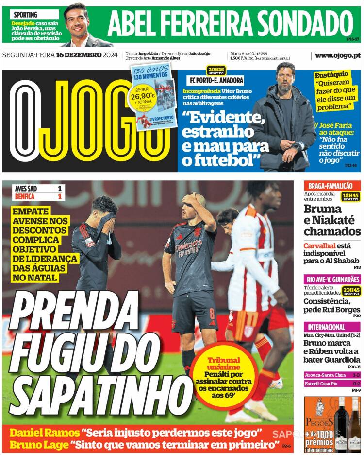 Portada de O Jogo (Portugal)