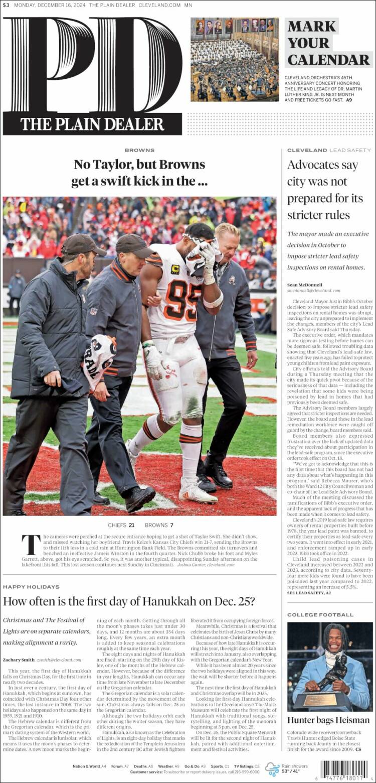 Portada de The Plain Dealer (USA)