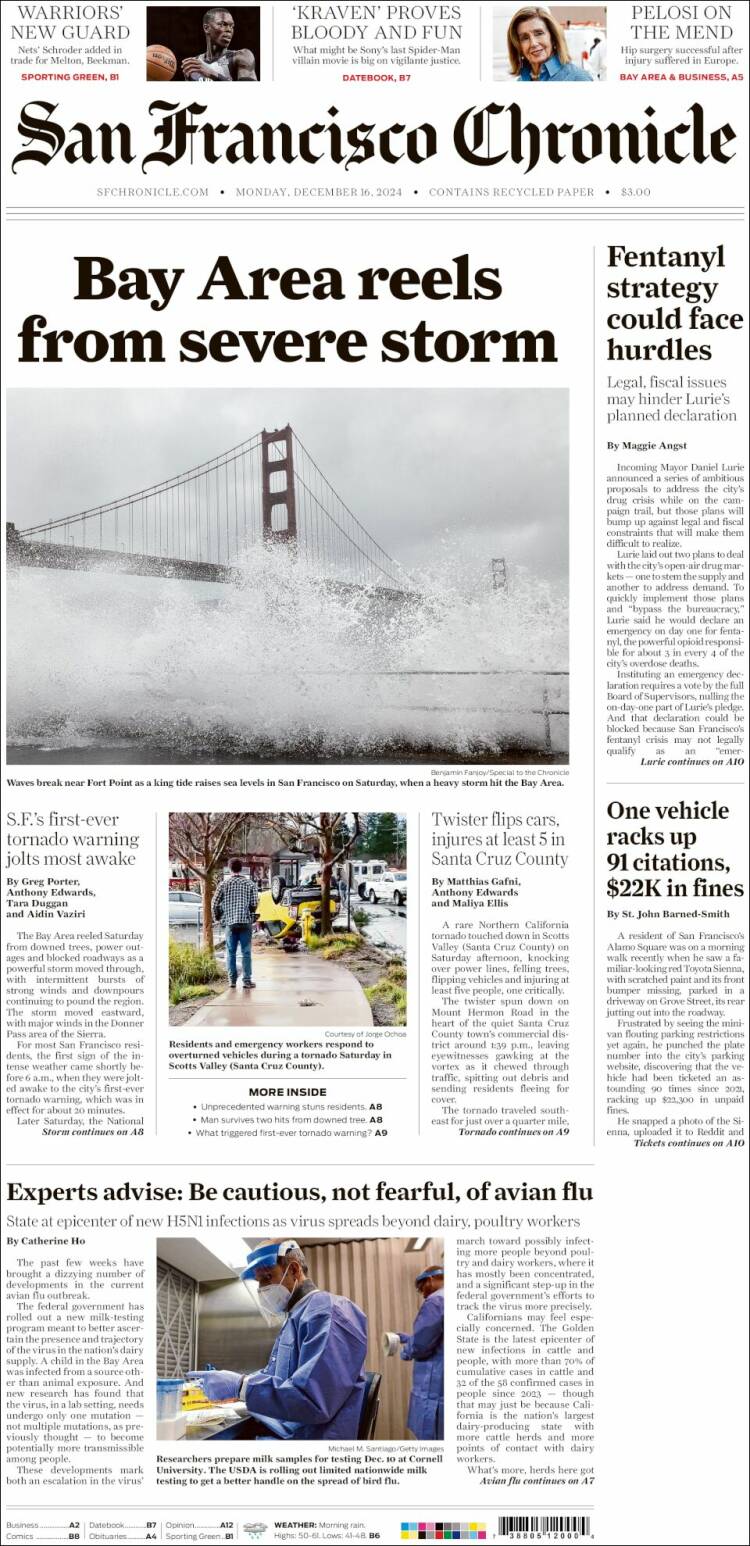 Portada de San Francisco Chronicle (USA)