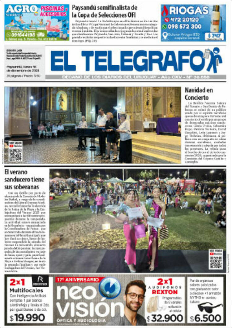 Portada de El Telégrafo (Uruguay)