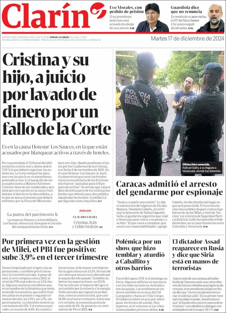 Portada de Clarín (Argentina)