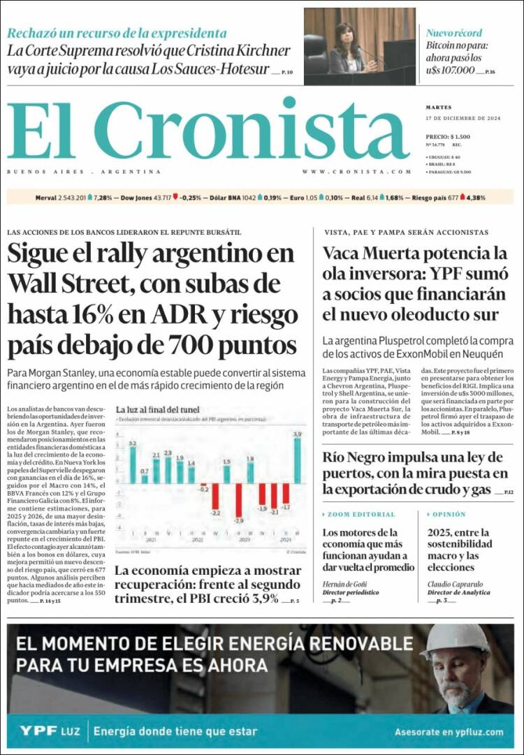 Portada de El Cronista Comercial (Argentina)