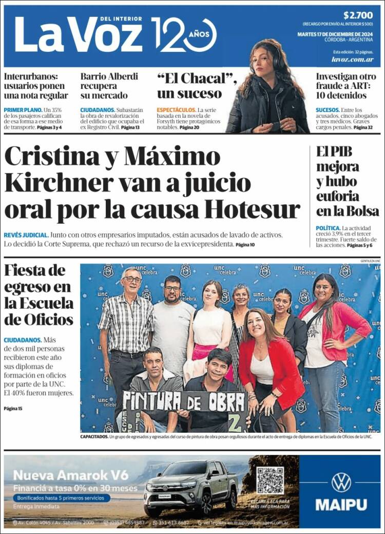 Portada de La Voz del Interior (Argentina)