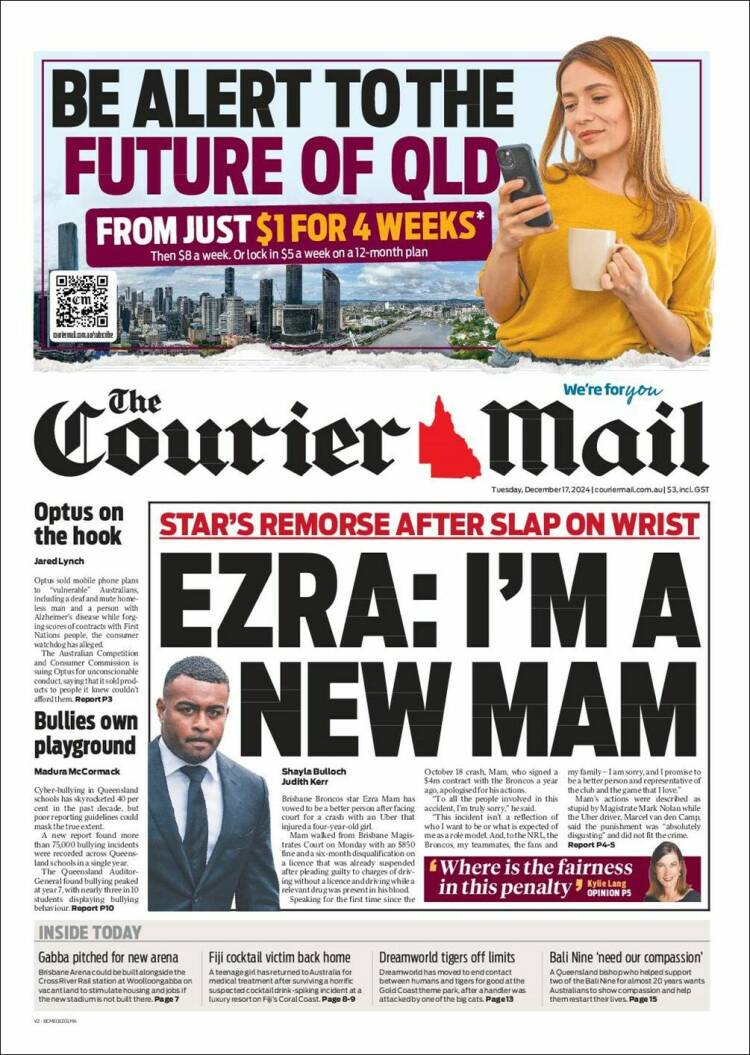 Portada de The Courier-Mail (Australia)