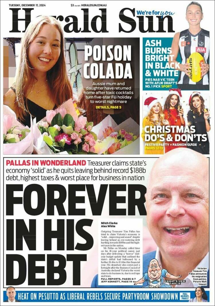 Portada de Herald Sun (Australia)