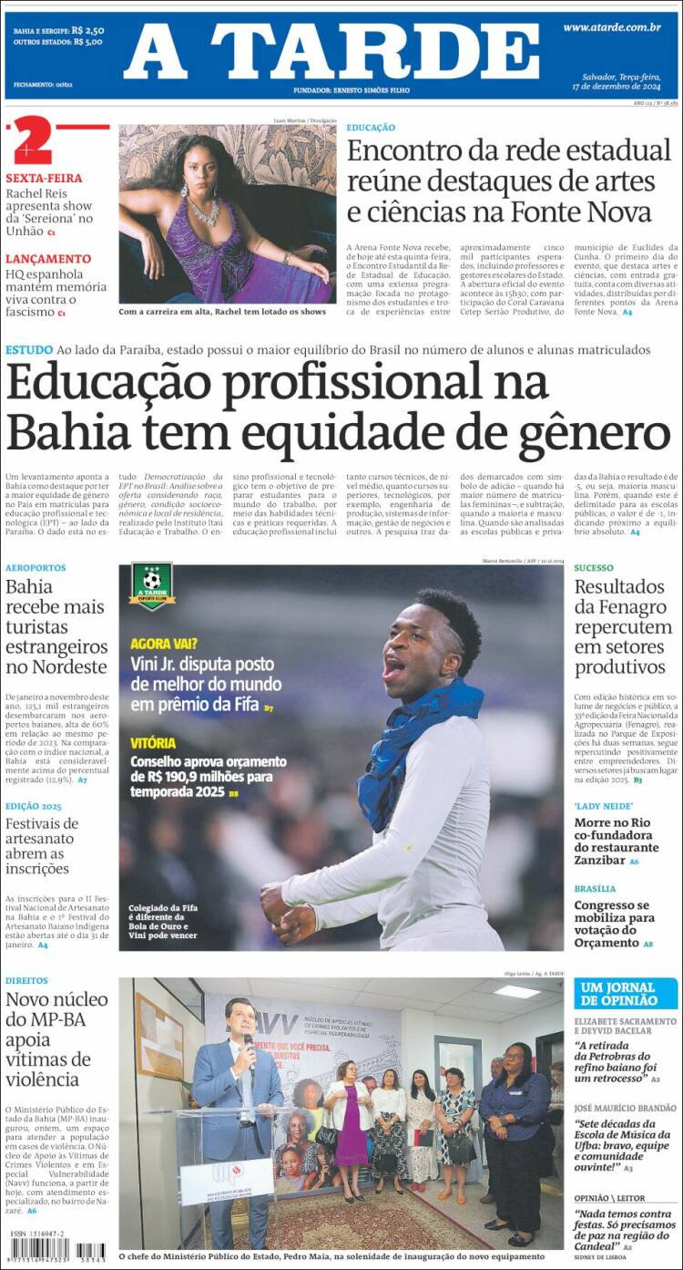 Portada de Diário A Tarde (Brasil)