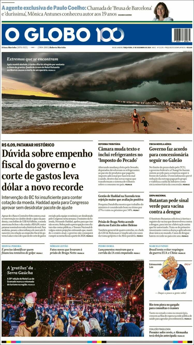 Portada de O Globo (Brasil)