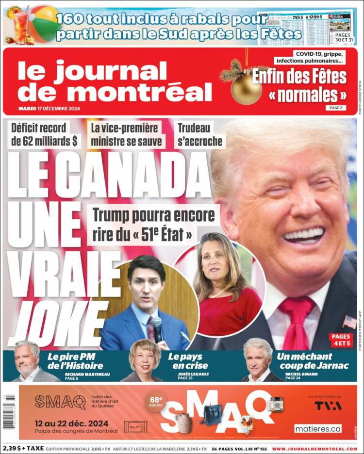 Portada de Le Journal de Montréal (Canadá)