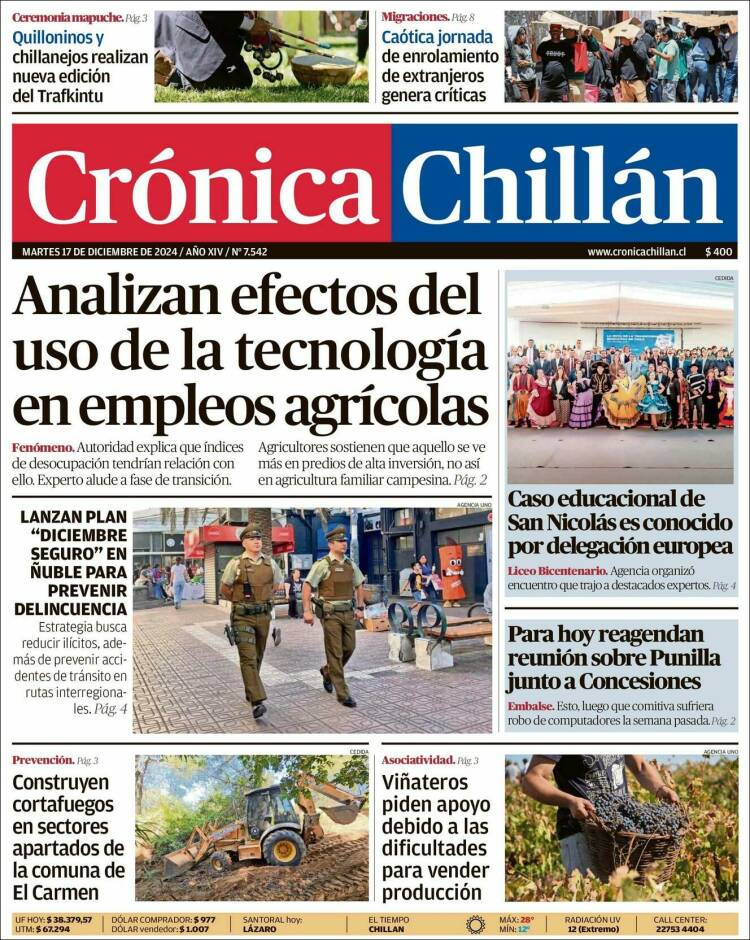 Portada de Crónica Chillán (Chile)