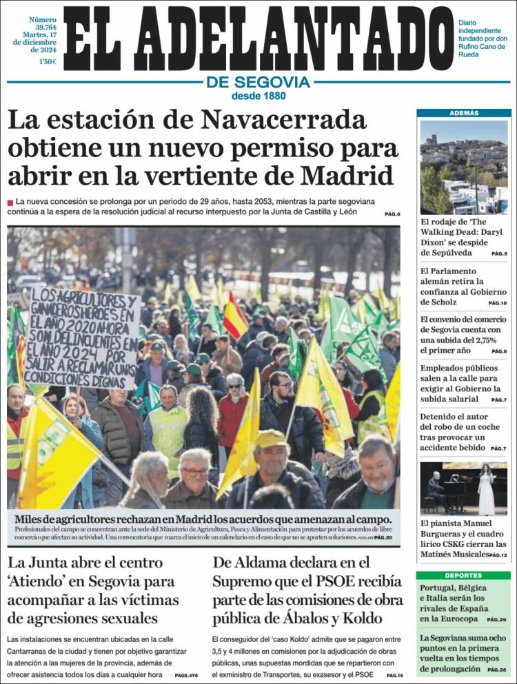Portada de El Adelantado de Segovia (España)