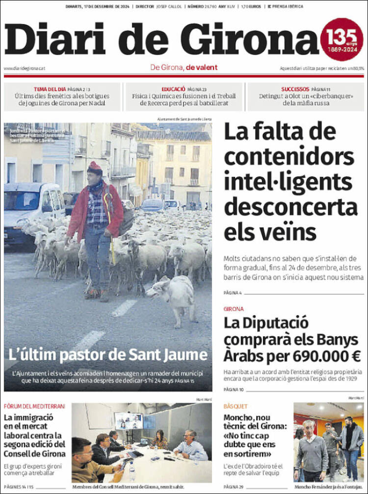 Portada de Diari de Girona (España)