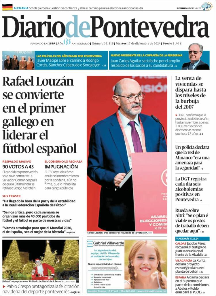 Portada de Diario de Pontevedra (España)