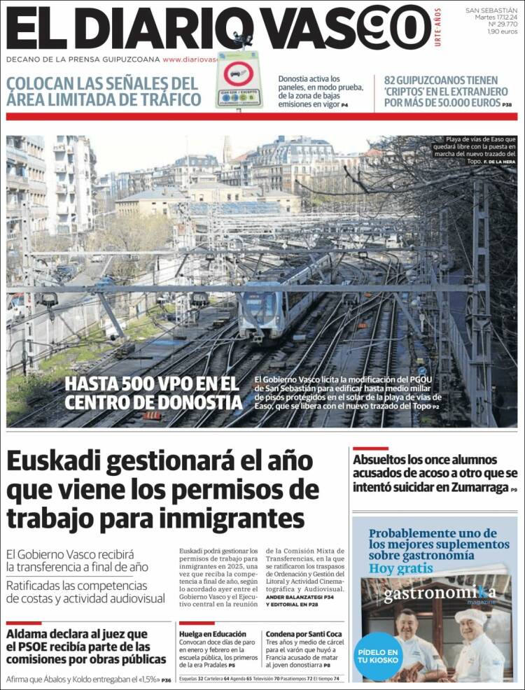 Portada de Diario Vasco (España)