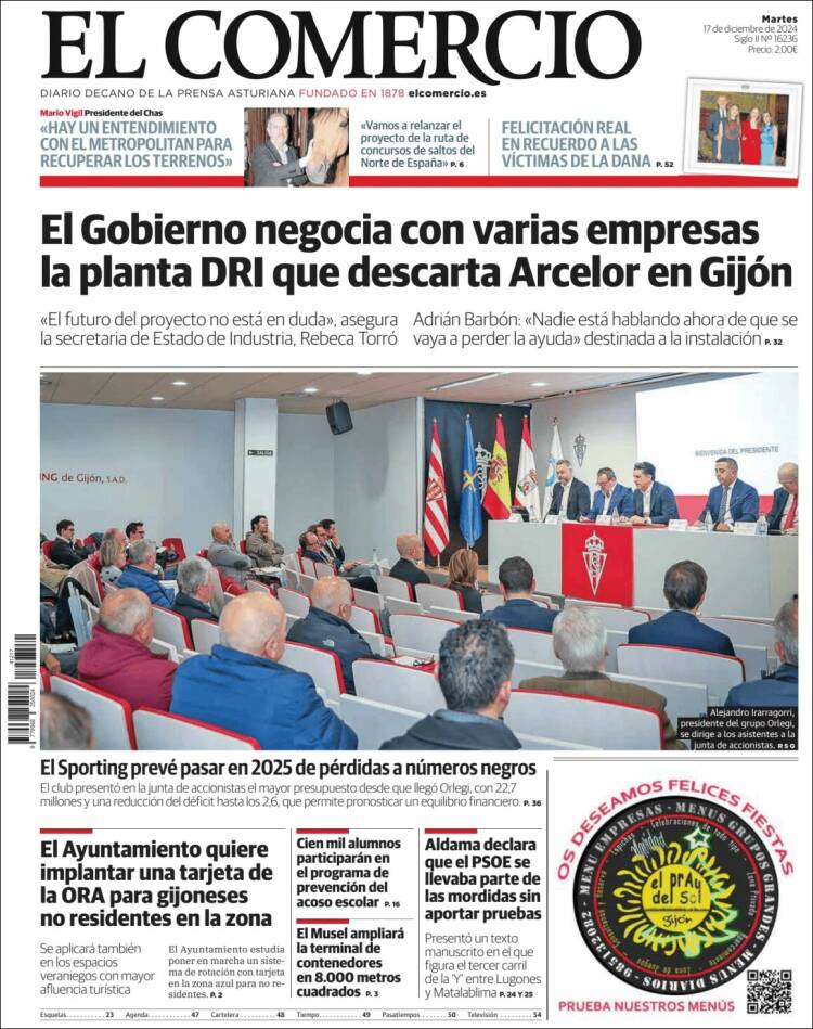 Portada de El Comercio - Gijón (España)