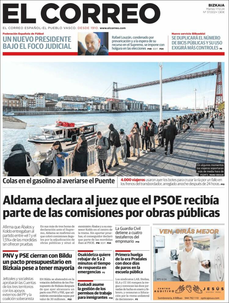 Portada de El Correo (España)