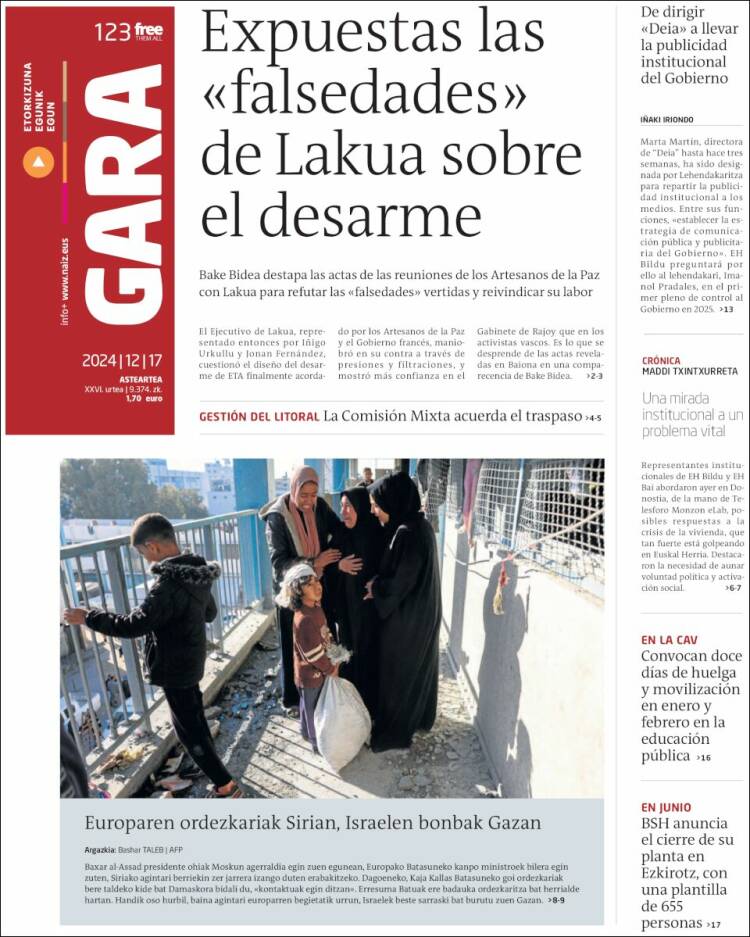 Portada de Gara (España)