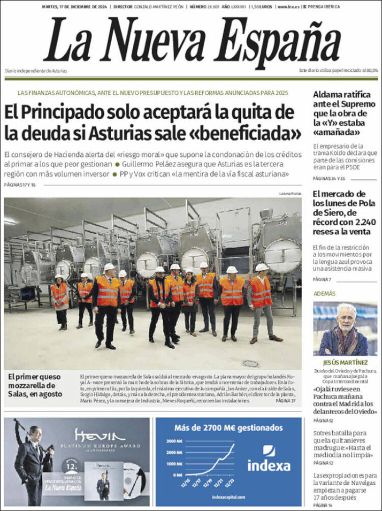 Portada de La Nueva España (España)