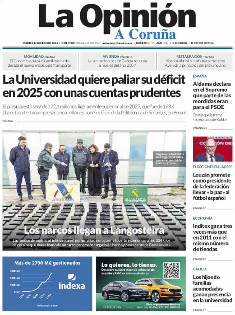 Portada de La Opinión de A Coruña (España)