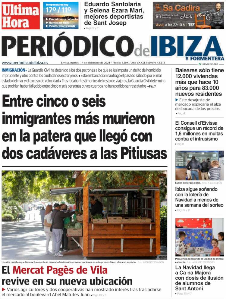 Portada de Periódico de Ibiza (España)