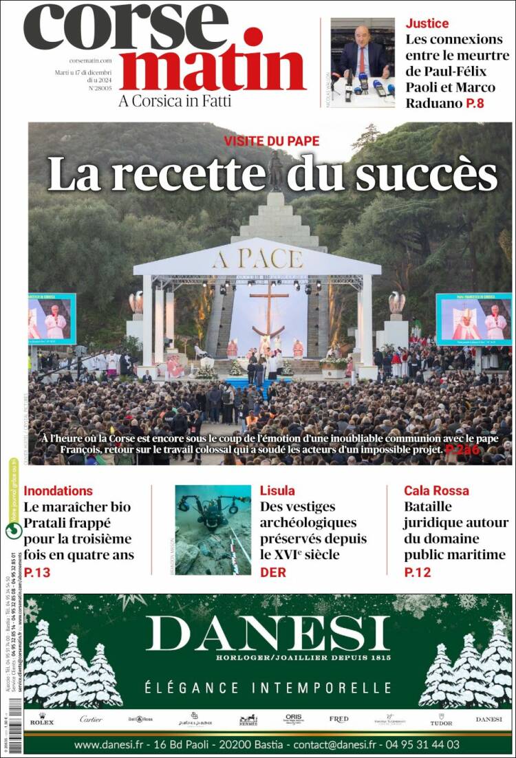 Portada de Corse-Matin (Francia)