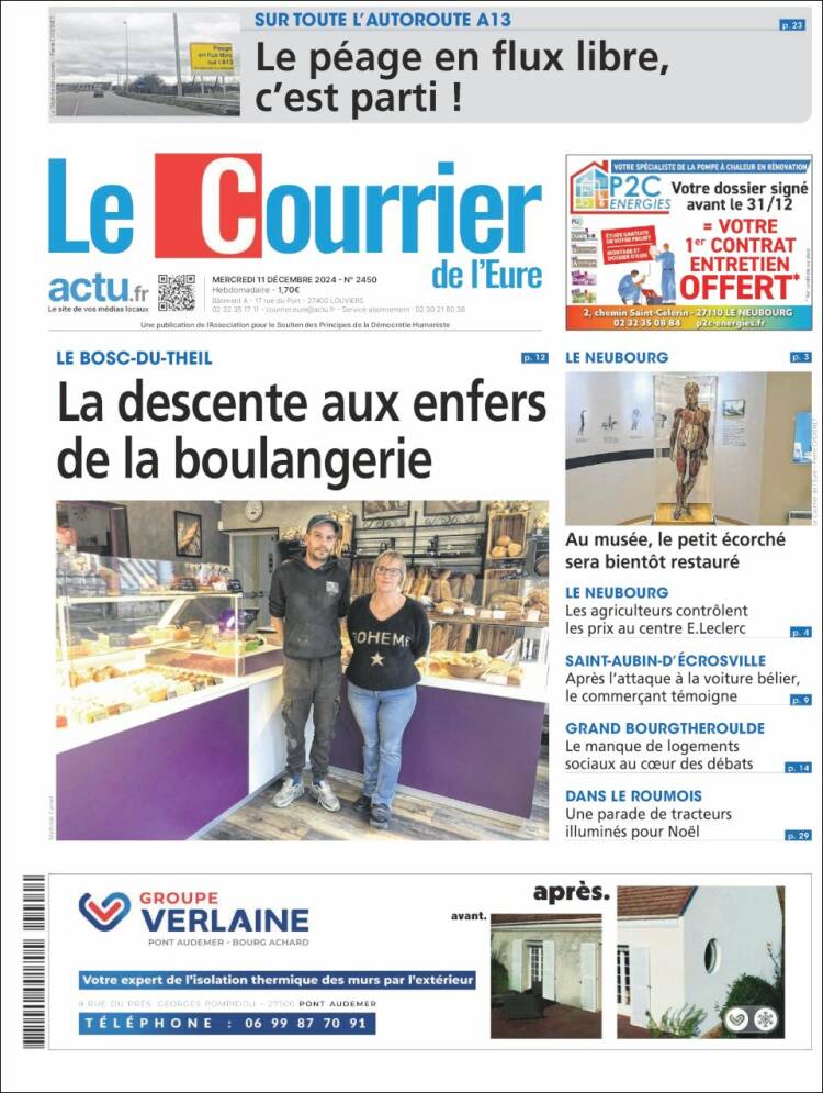 Portada de Le Courrier de l'Ouest (Francia)