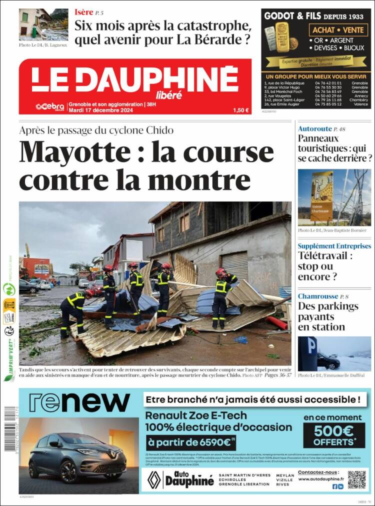 Portada de Le Dauphiné Libéré (Francia)