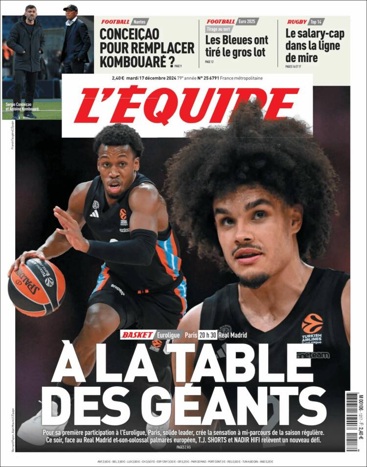 Portada de L'Equipe (Francia)