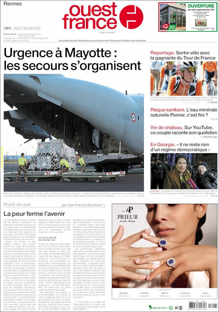 Portada de Ouest France (Francia)