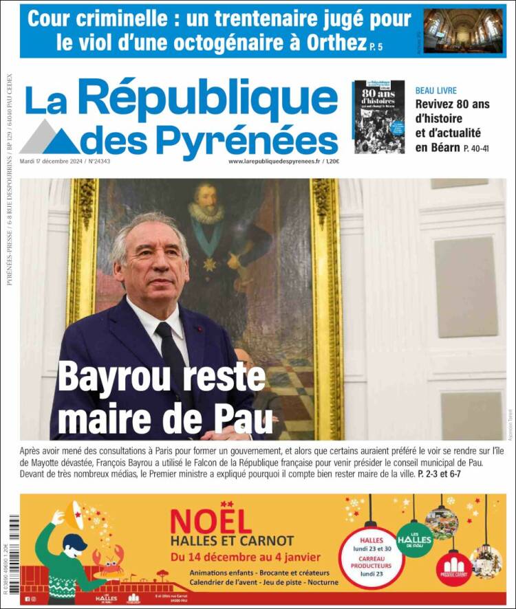 Portada de La République des Pyrénées (Francia)