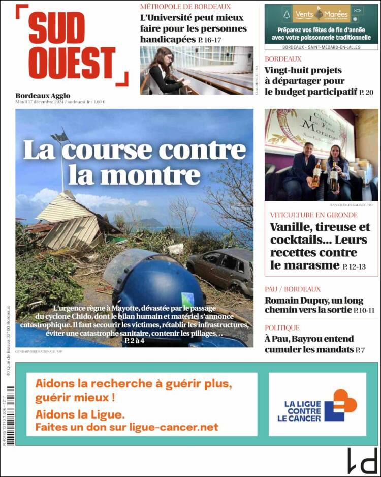 Portada de Sud Ouest (Francia)