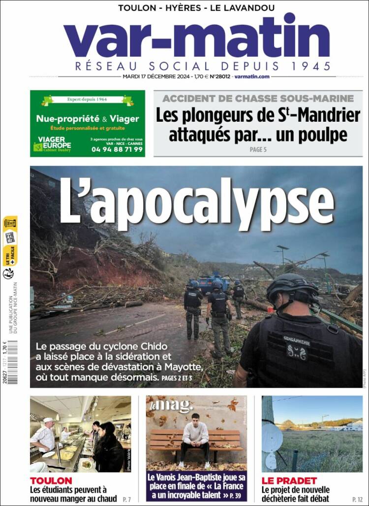 Portada de Var-Matin (Francia)